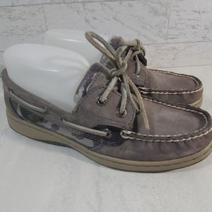 Sperry top-sider boats shoes Gray suede leopard